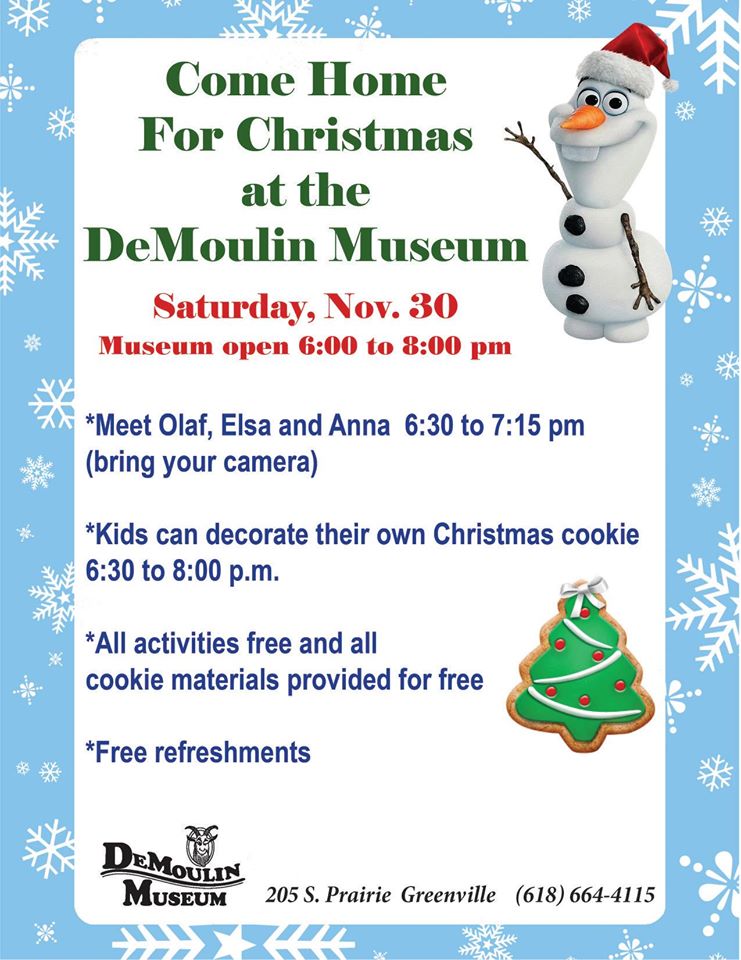Come Home For Christmas Activities at the museum November 30th
