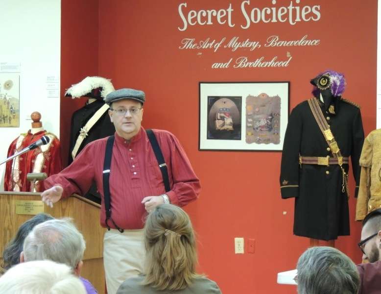 John Goldsmith, DeMoulin Museum curator, speaks at the Douglas County Museum in Tuscola, Illinois.