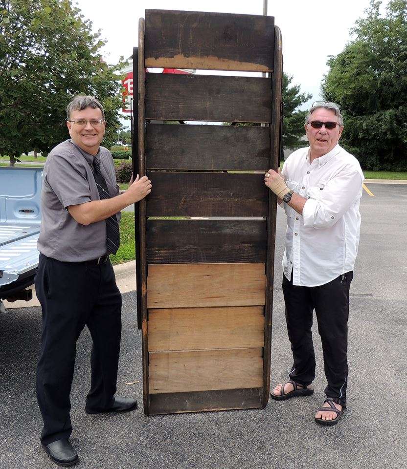 Kevin Walker of Roadhouse Antiques in Austin, Texas, located the DeMoulin Sliding Stairs in Indiana.