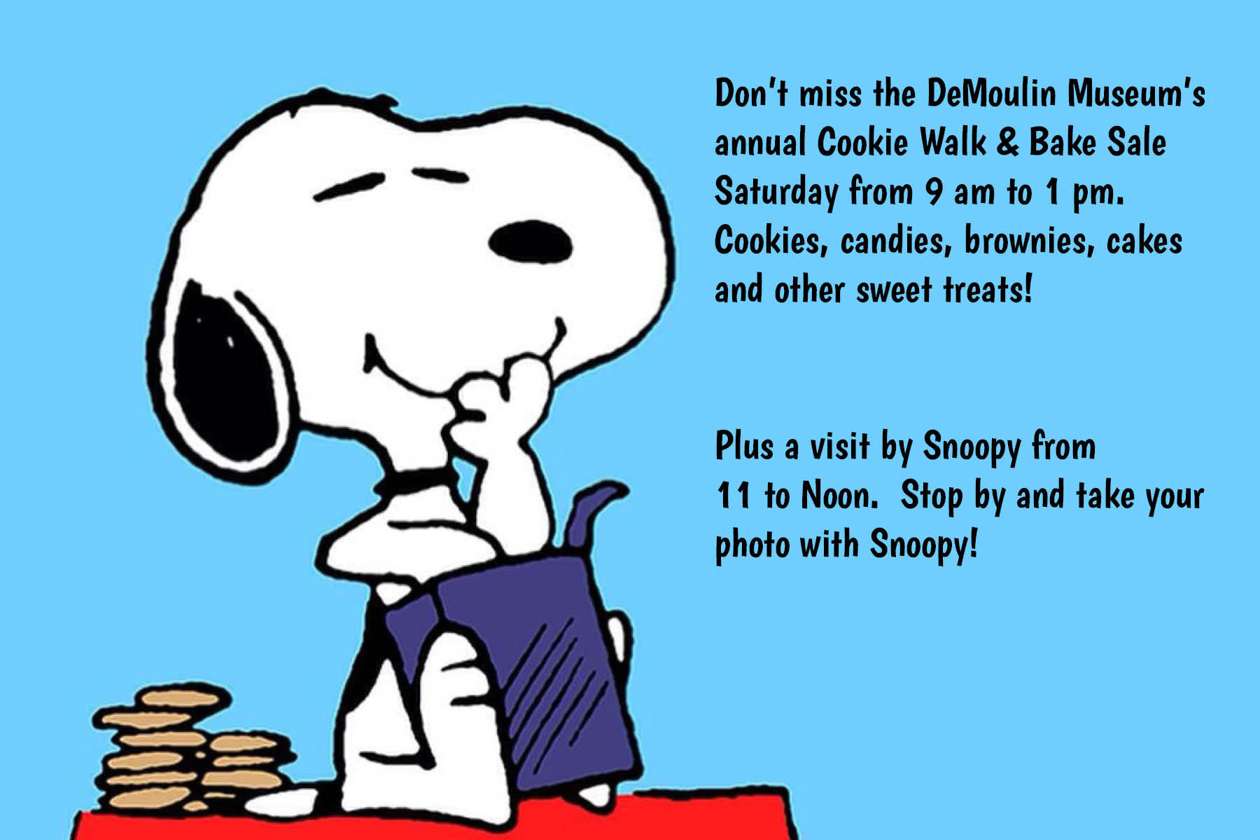 white and black dog illustration eating brown cookies out of a purple box